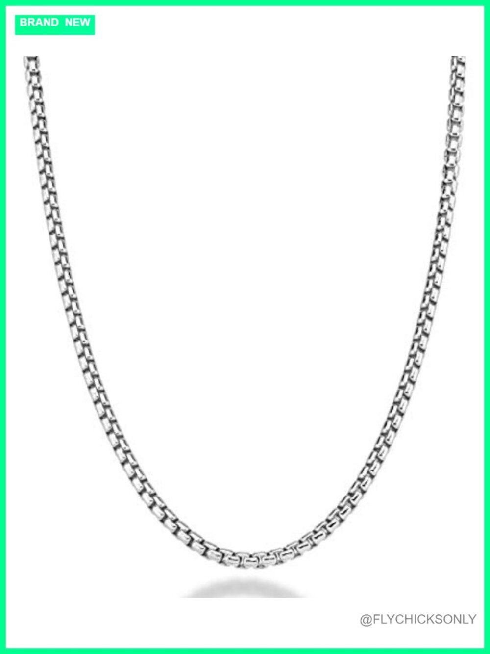 925 Sterling Silver 3.5mm Box Chain Necklace Unisex 20 Inch